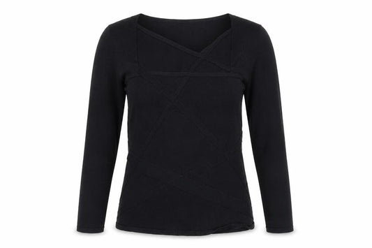 Front view of Principles Women's Black, size 12, Wrap Knit 3/4 Sleeve Blouse