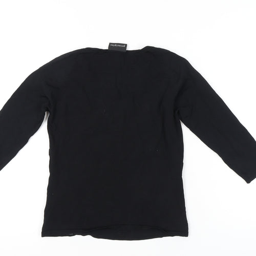 Principles Women's Black Size 12 Wrap Knit 3/4 Sleeve Blouse