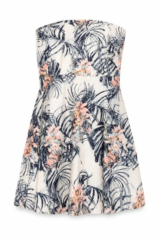 Front view of Next Women’s Strapless Multicoloured A-Line Dress UK 12