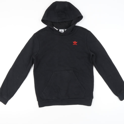 Adidas Unisex Kids Black Pullover Hoodie 11-12Y Logo Fleece