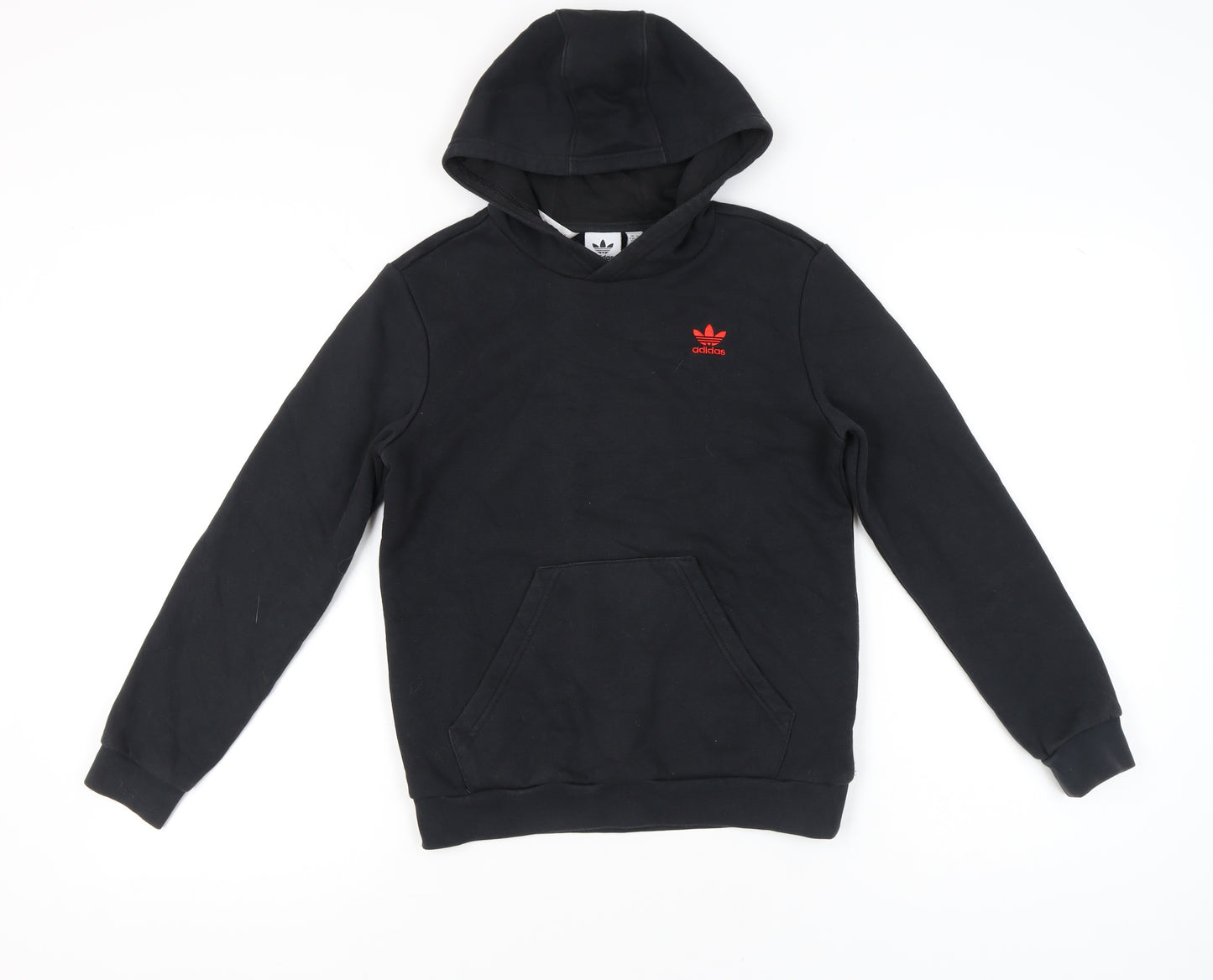 Adidas Unisex Kids Black Pullover Hoodie 11-12Y Logo Fleece