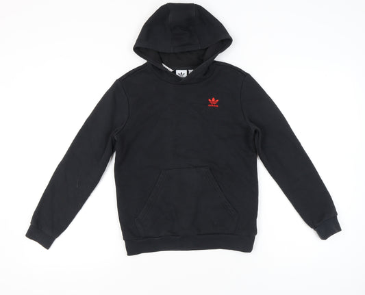 Adidas Unisex Kids Black Pullover Hoodie 11-12Y Logo Fleece