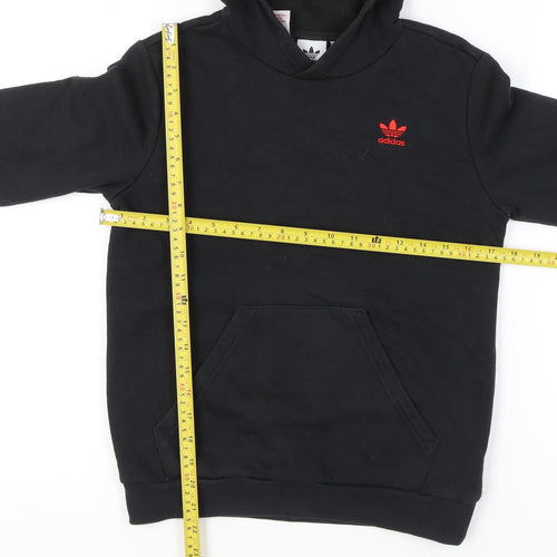 Adidas Unisex Kids Black Pullover Hoodie 11-12Y Logo Fleece
