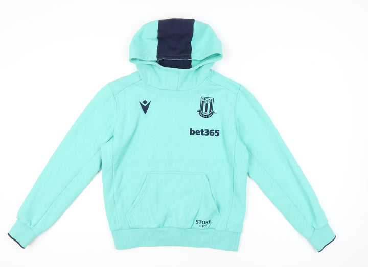 Macron Men’s Green Pullover Hoodie S Stoke City Football Sweatshirt