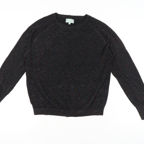 Seint Womens Black L Glitter Knit Pullover Jumper Crew Neck
