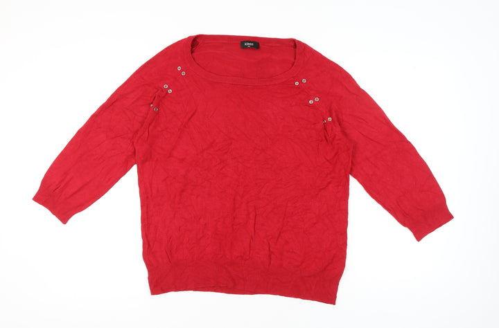 Klass Women’s Red 2XL Pullover Jumper Scoop Neck 3/4 Sleeve