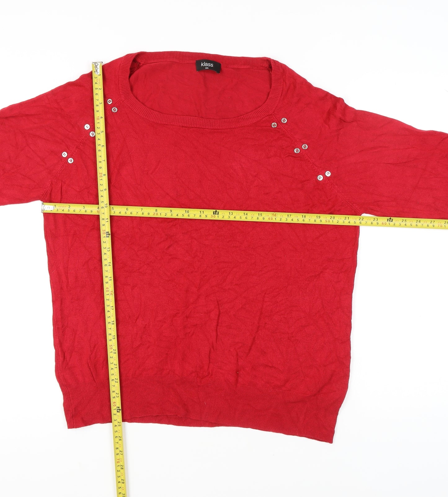 Klass Women’s Red 2XL Pullover Jumper Scoop Neck 3/4 Sleeve