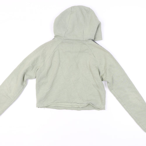 Ellesse Womens Green Cropped Pullover Hoodie UK 4 Logo Sportswear
