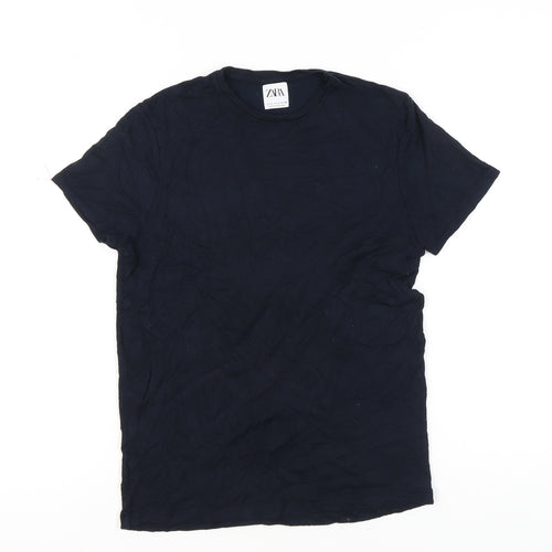 Zara Women’s Blue Cotton Basic Crew Neck T-Shirt Size S