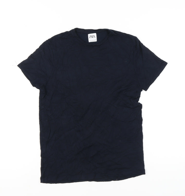 Zara Women’s Blue Cotton Basic Crew Neck T-Shirt Size S