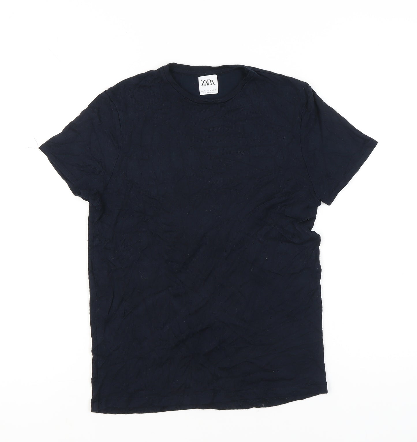 Zara Women’s Blue Cotton Basic Crew Neck T-Shirt Size S