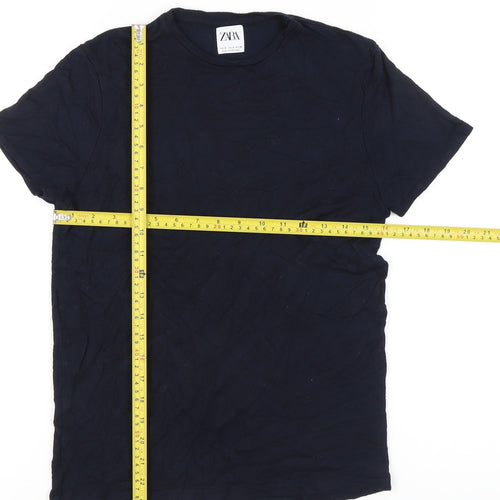 Zara Women’s Blue Cotton Basic Crew Neck T-Shirt Size S