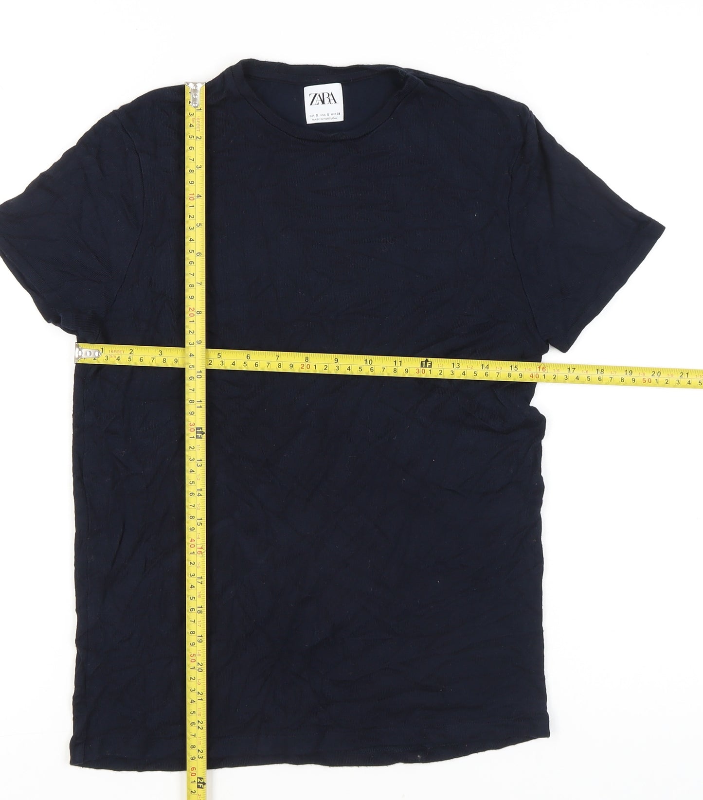 Zara Women’s Blue Cotton Basic Crew Neck T-Shirt Size S