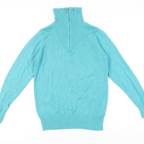 Isle Womens Blue Long Sleeve V-Neck Pullover Jumper Size S 10-12