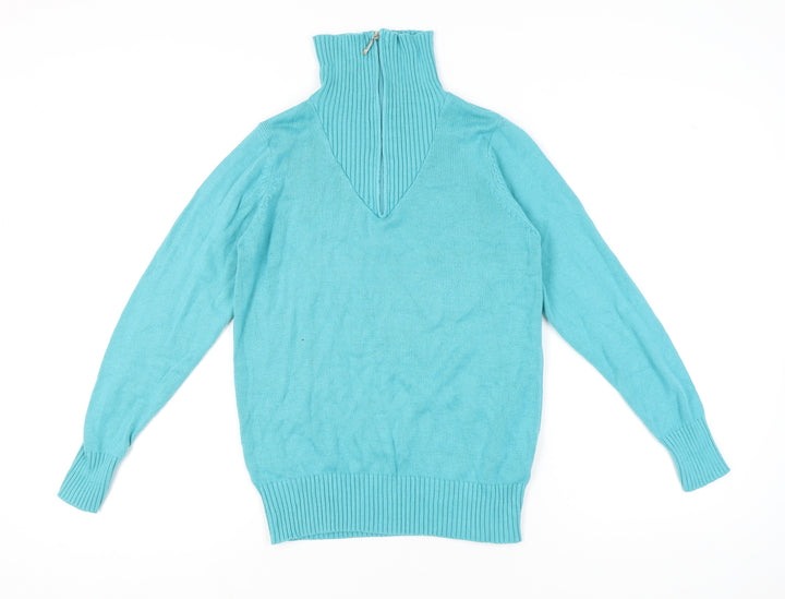 Isle Womens Blue Long Sleeve V-Neck Pullover Jumper Size S 10-12