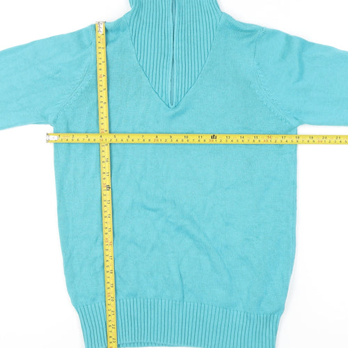 Isle Womens Blue Long Sleeve V-Neck Pullover Jumper Size S 10-12
