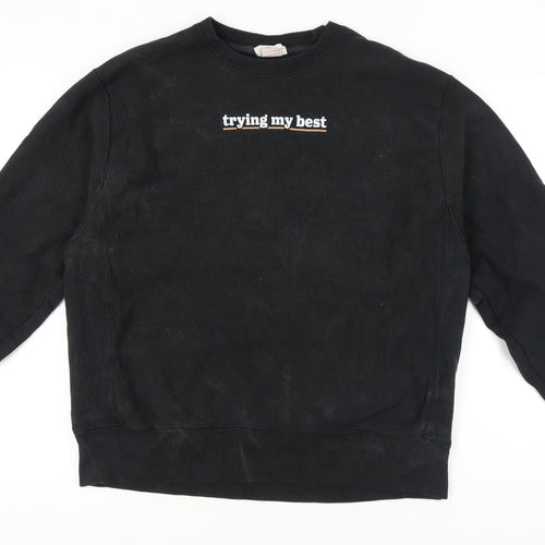 Champion Mens Black Large Pullover Sweatshirt Graphic Print