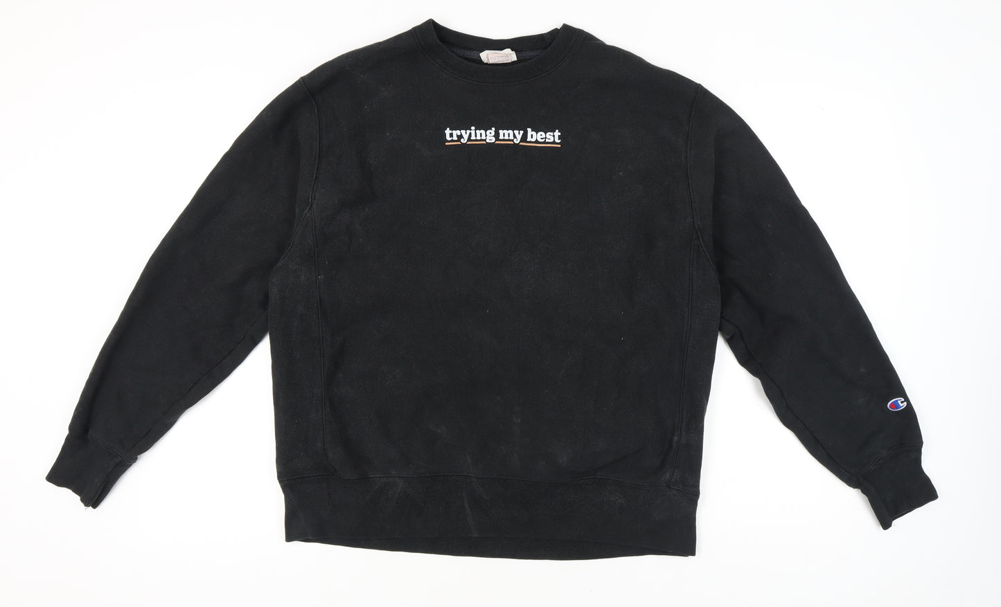 Champion Mens Black Large Pullover Sweatshirt Graphic Print