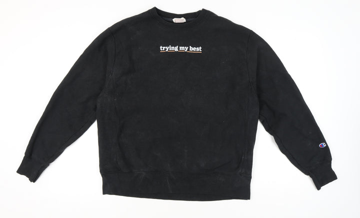 Champion Mens Black Large Pullover Sweatshirt Graphic Print