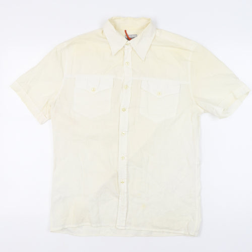 Paul Smith Men's Ivory Short Sleeve Cotton Casual Shirt M