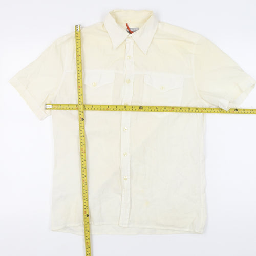 Paul Smith Men's Ivory Short Sleeve Cotton Casual Shirt M