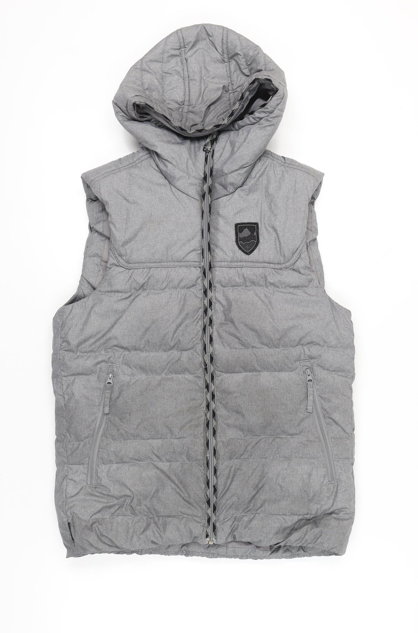 Decathlon Men’s Grey S Hooded Puffer Waistcoat Gilet Outdoor