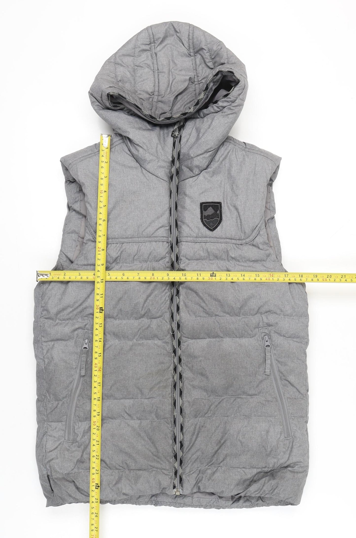 Decathlon Men’s Grey S Hooded Puffer Waistcoat Gilet Outdoor