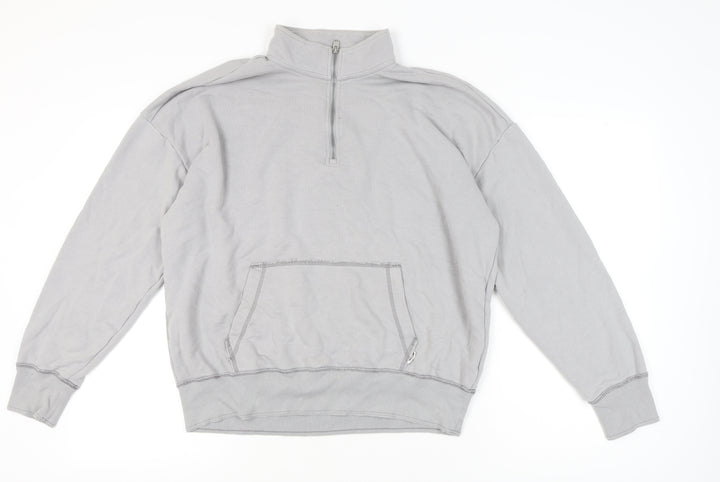 Hollister Men’s Grey Oversized 1/2 Zip Sweatshirt M
