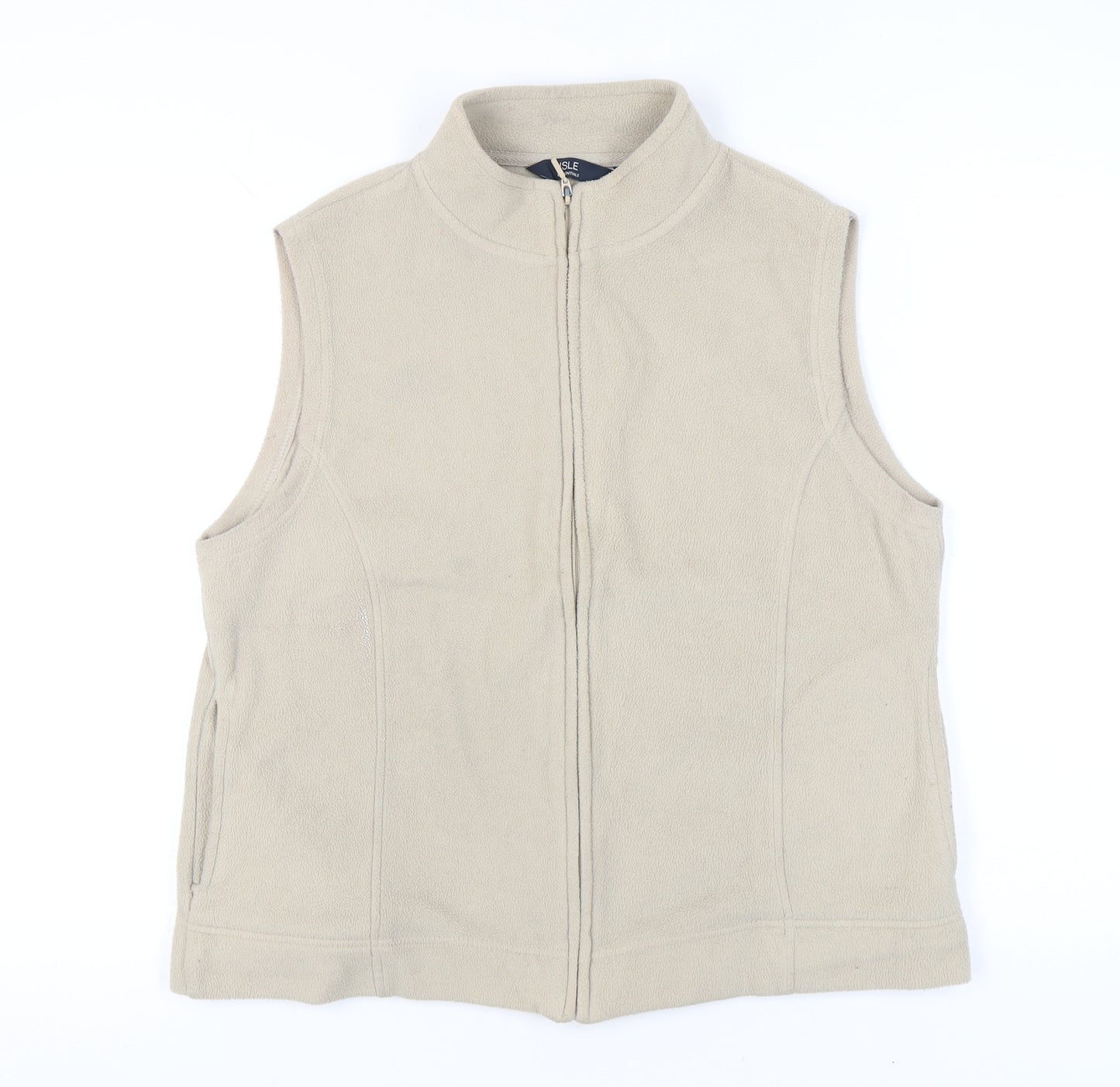 Isle Essentials Women’s Beige Fleece Waistcoat Size 18 Zip Casual