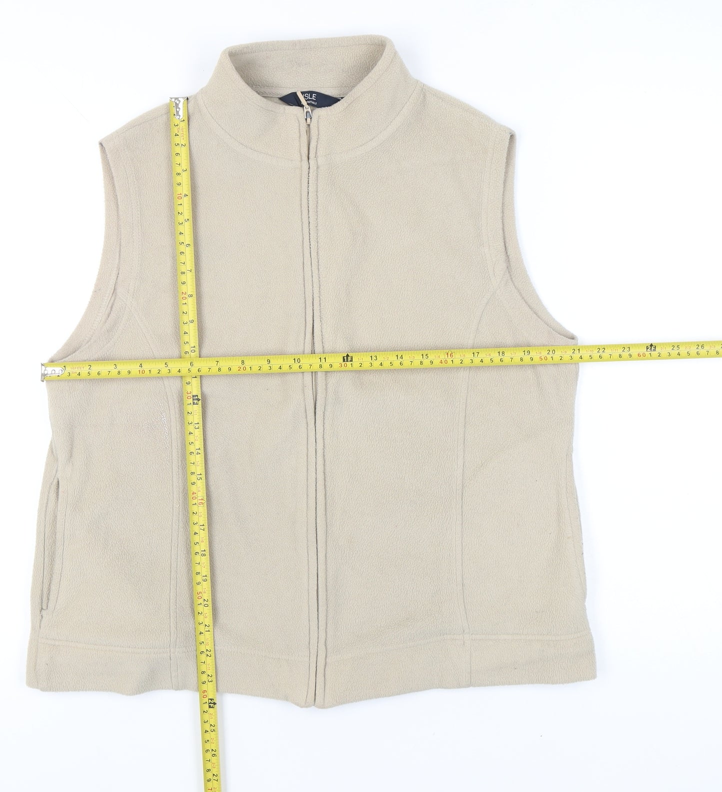 Isle Essentials Women’s Beige Fleece Waistcoat Size 18 Zip Casual