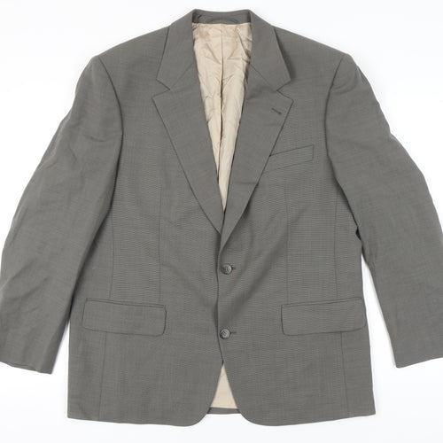 H.T. Burt Men's Grey Wool Jacket 44 Regular Notch Lapel Classic