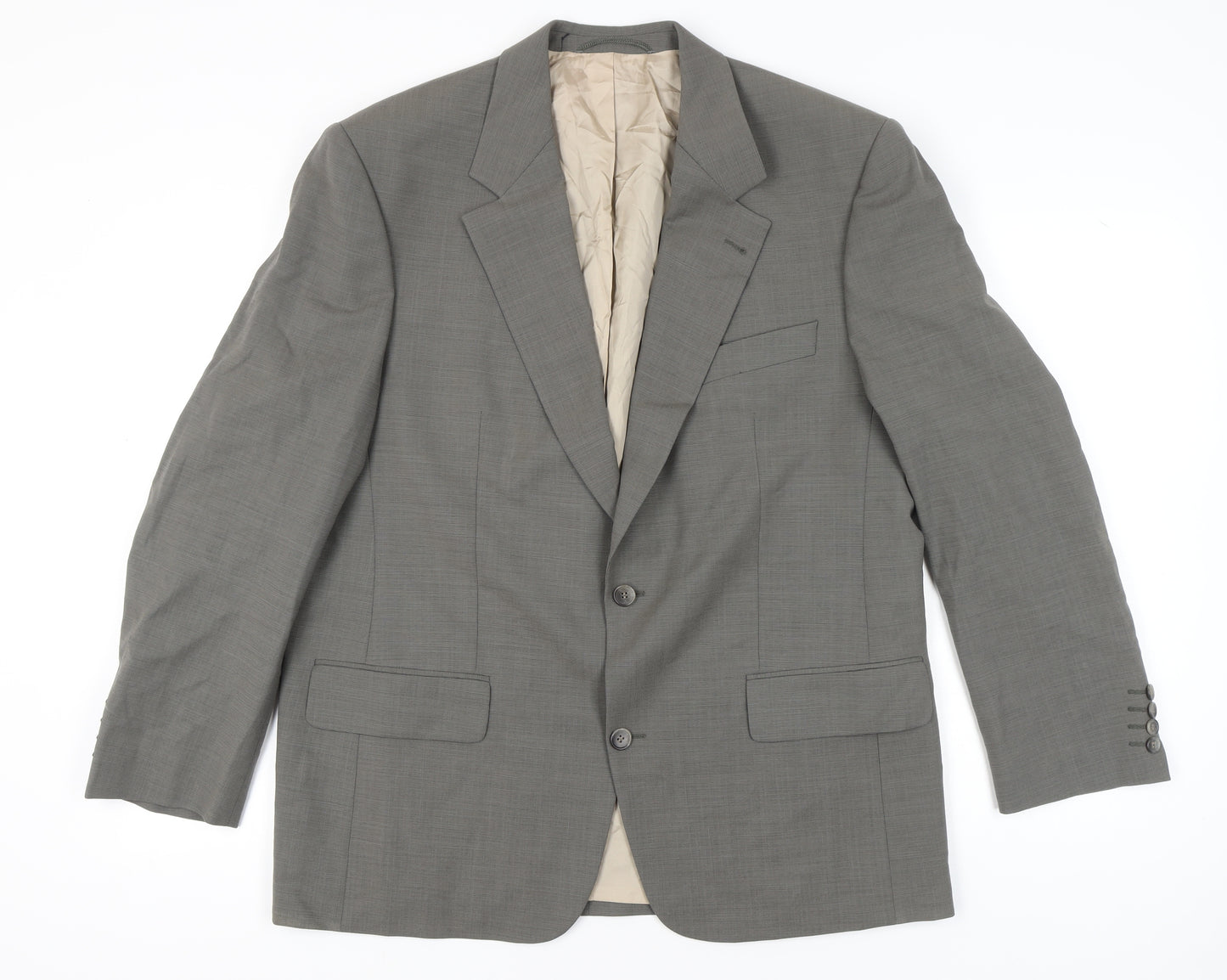H.T. Burt Men's Grey Wool Jacket 44 Regular Notch Lapel Classic