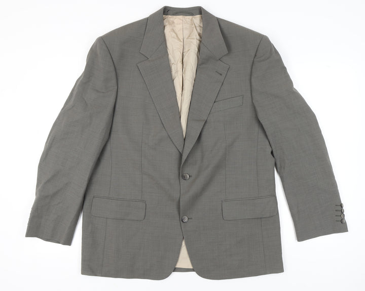H.T. Burt Men's Grey Wool Jacket 44 Regular Notch Lapel Classic