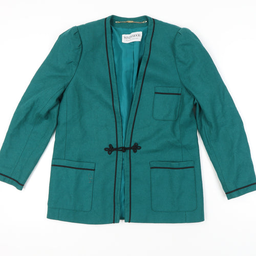 Windsmoor Womens Green Wool Blend Blazer Jacket Size 10