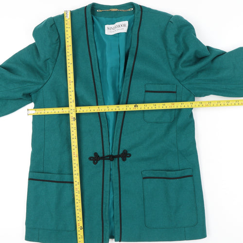 Windsmoor Womens Green Wool Blend Blazer Jacket Size 10