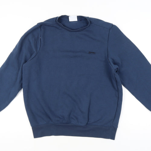Slazenger Unisex Blue M Pullover Sweatshirt Crew Neck Fleece Logo
