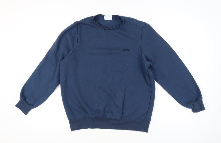 Slazenger Unisex Blue M Pullover Sweatshirt Crew Neck Fleece Logo