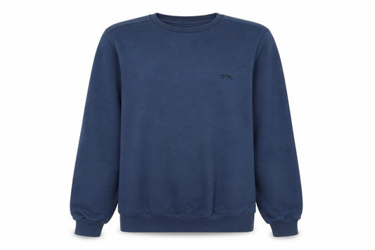 Front view of Slazenger unisex blue m pullover sweatshirt crew neck fleece logo