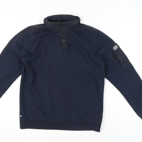 Weekend Offender Men’s Blue Henley Sweatshirt Size S High Neck