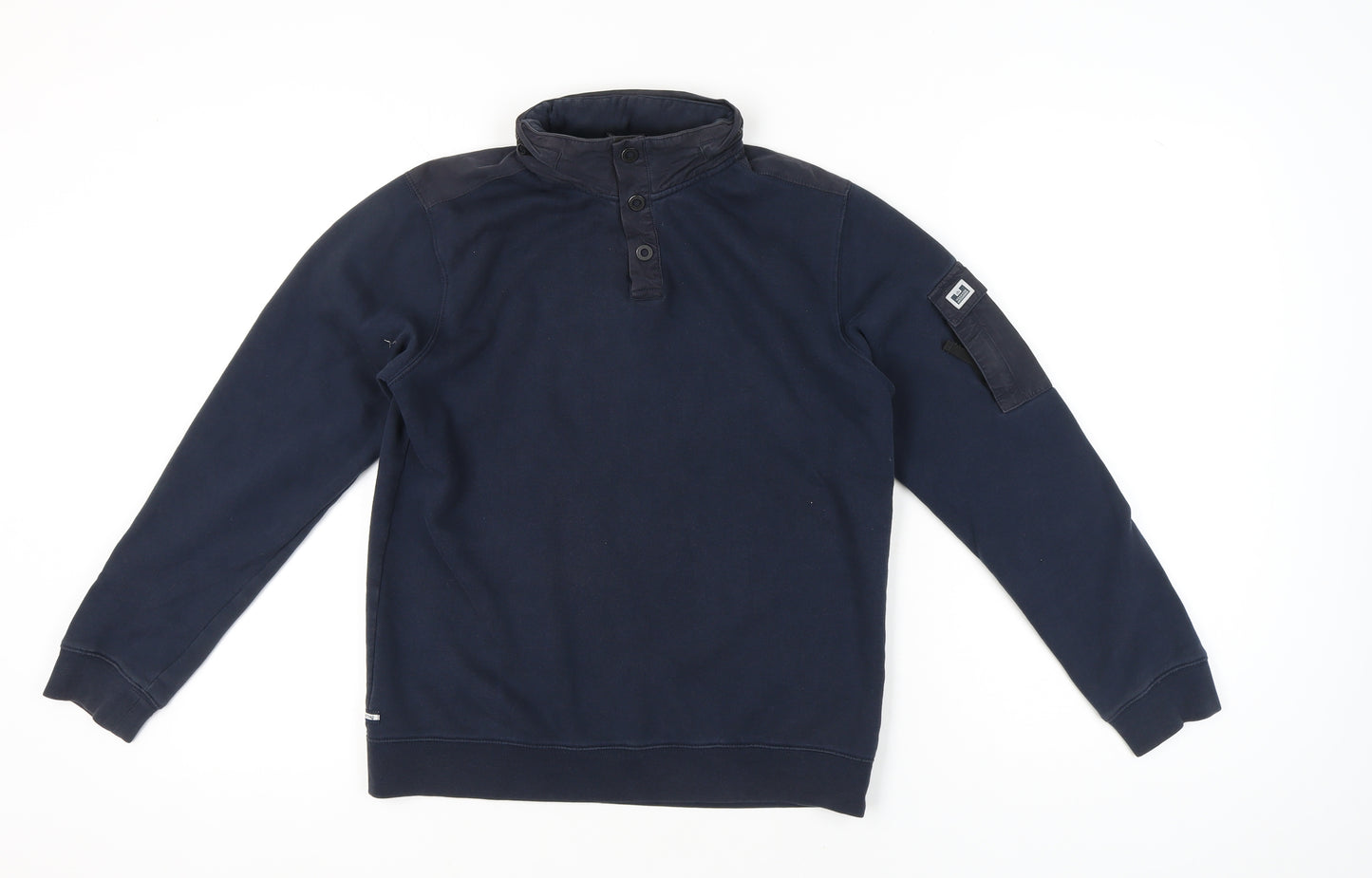 Weekend Offender Men’s Blue Henley Sweatshirt Size S High Neck