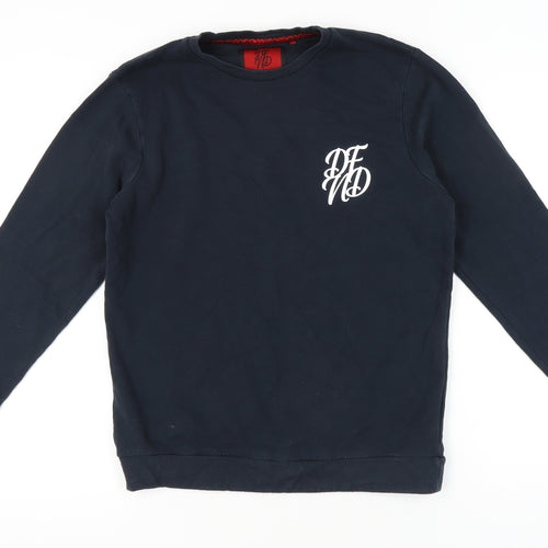 DFND Men's Blue Crew Neck Pullover Sweatshirt Size L Logo Print