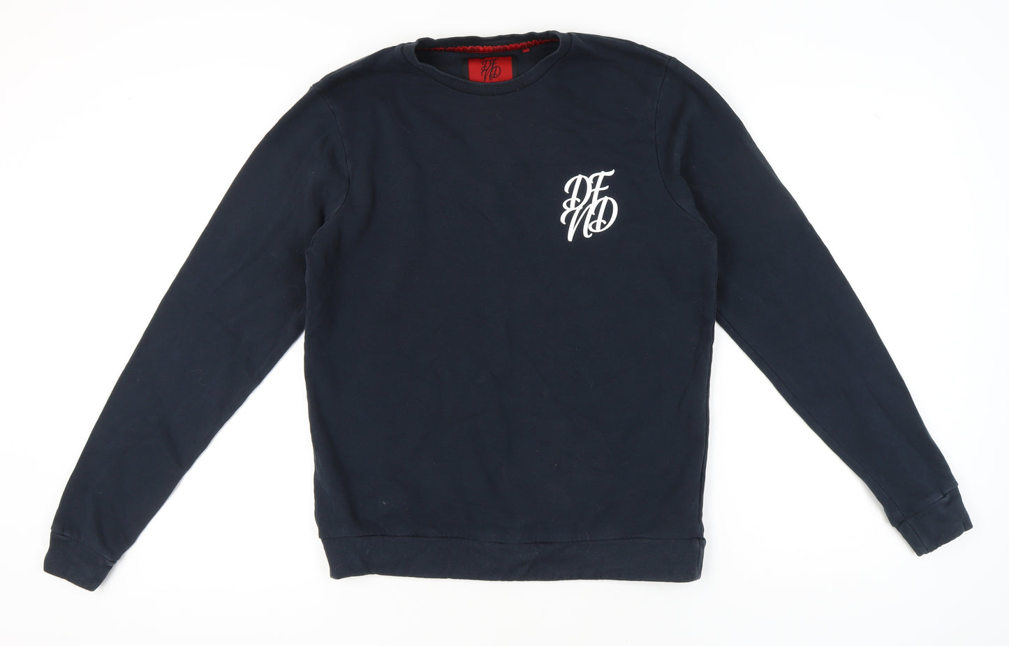 DFND Men's Blue Crew Neck Pullover Sweatshirt Size L Logo Print