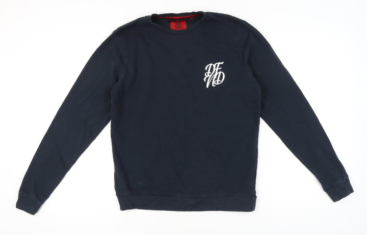 DFND Men's Blue Crew Neck Pullover Sweatshirt Size L Logo Print