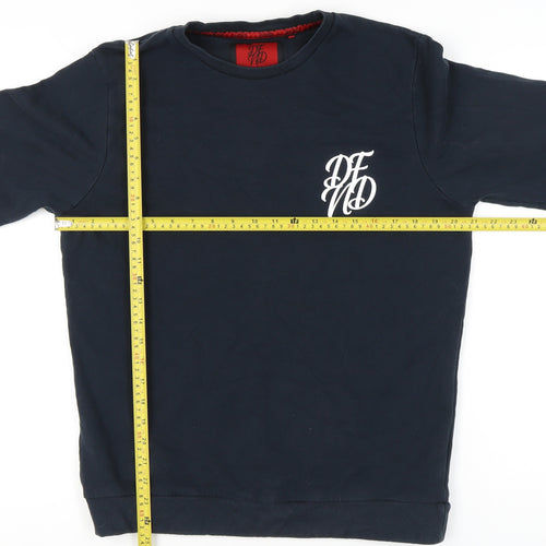 DFND Men's Blue Crew Neck Pullover Sweatshirt Size L Logo Print