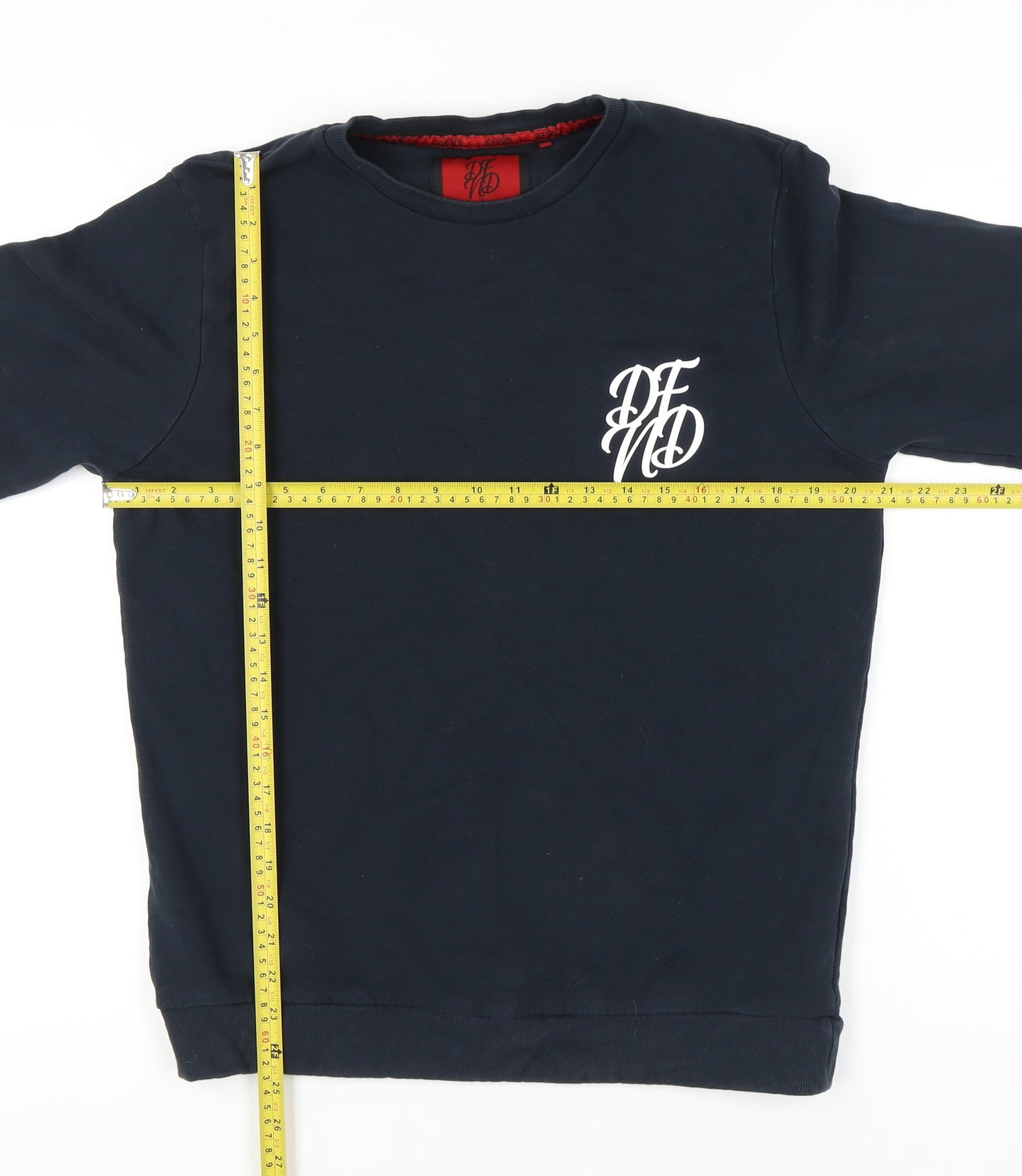 DFND Men's Blue Crew Neck Pullover Sweatshirt Size L Logo Print