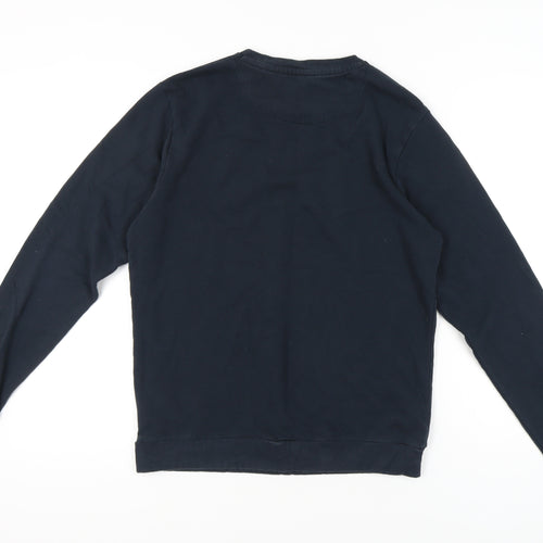 DFND Men's Blue Crew Neck Pullover Sweatshirt Size L Logo Print