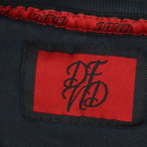 DFND Men's Blue Crew Neck Pullover Sweatshirt Size L Logo Print