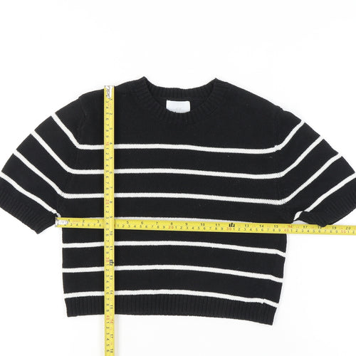 H&M Women’s Black Striped Short Sleeve Pullover Jumper XS
