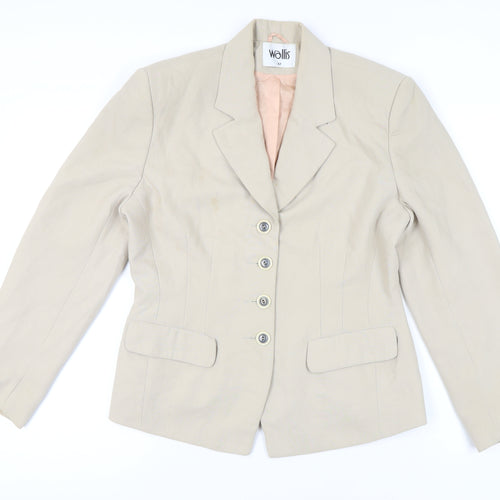 Wallis Womens Beige Tailored Blazer Jacket Size 12 Workwear