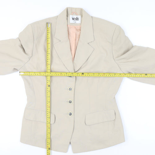 Wallis Womens Beige Tailored Blazer Jacket Size 12 Workwear
